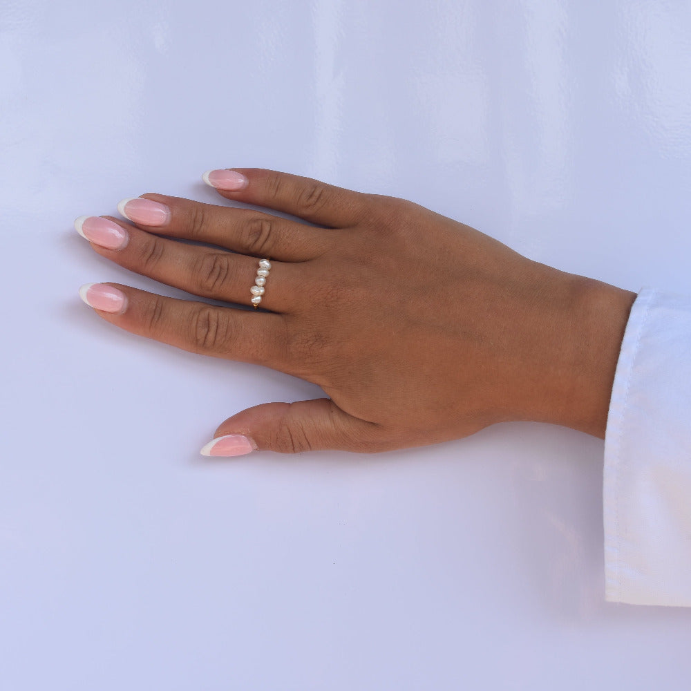 Gold Pearl Accent Ring