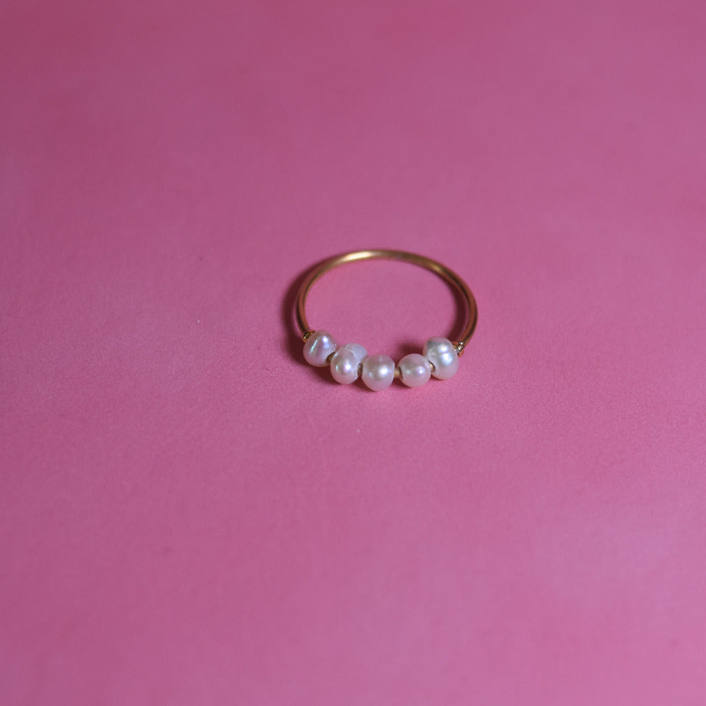 Gold Pearl Accent Ring