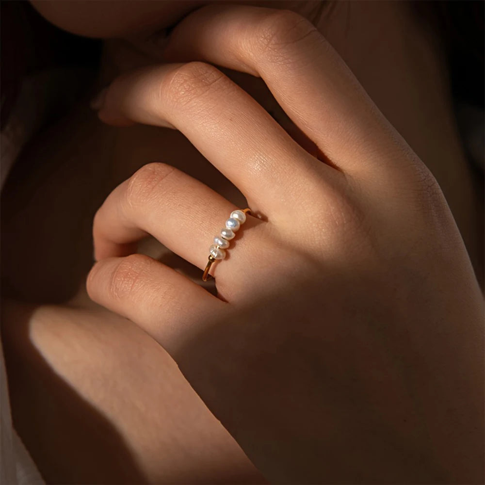 Gold Pearl Accent Ring