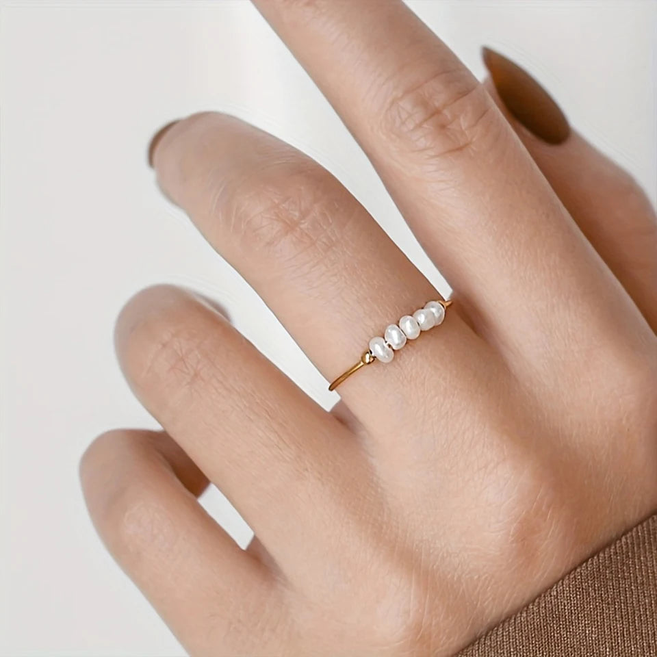 Gold Pearl Accent Ring