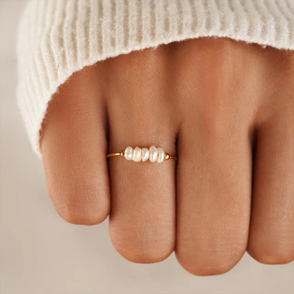 Gold Pearl Accent Ring