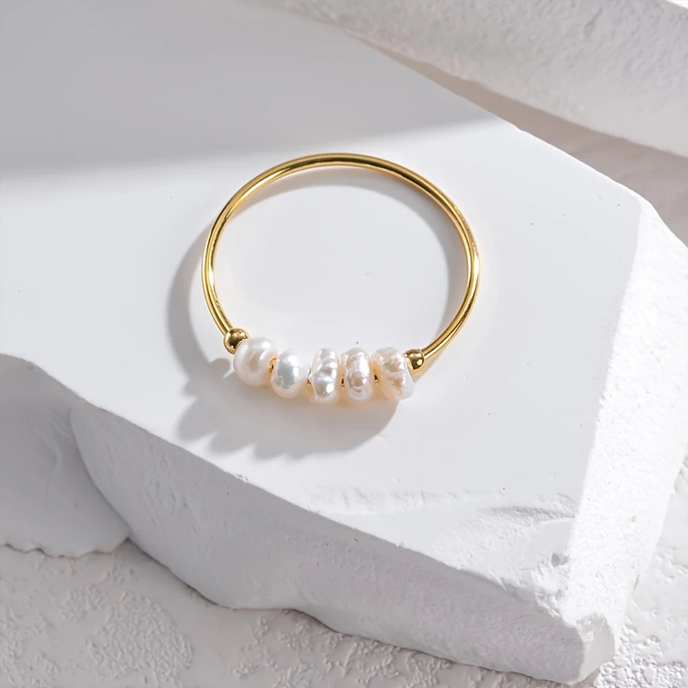 Gold Pearl Accent Ring