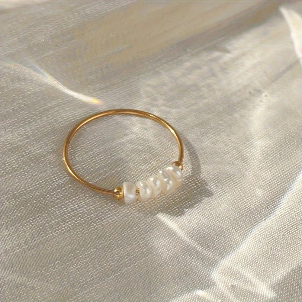 Gold Pearl Accent Ring